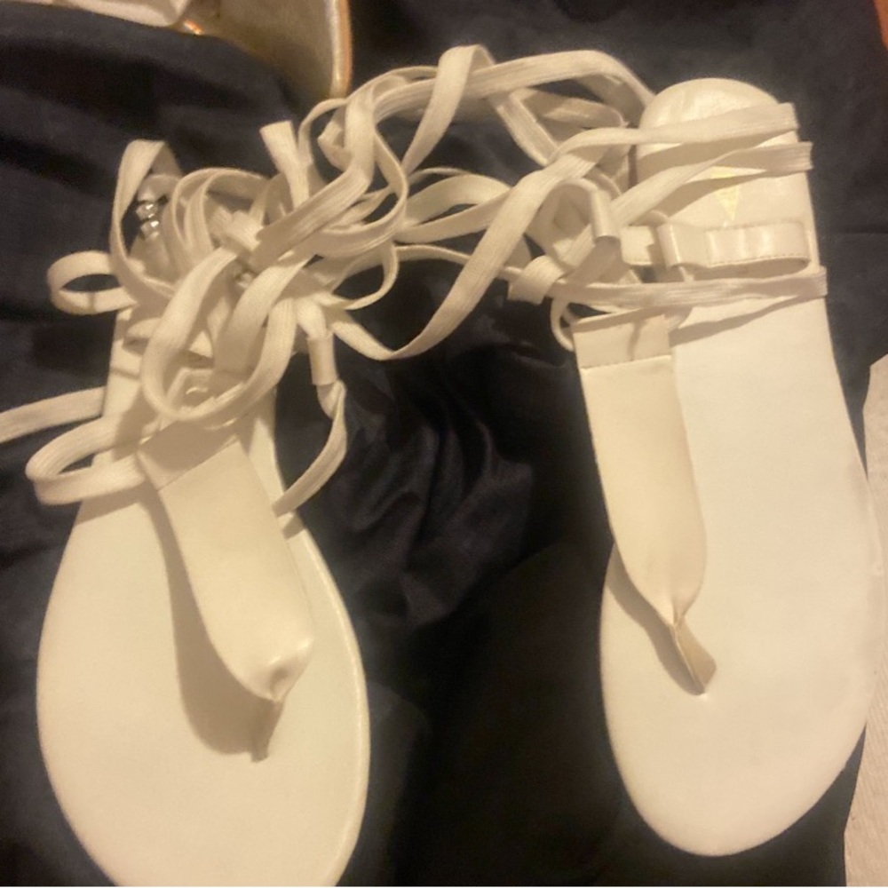 Mornarrz White lace up sandals size nine only have one pair